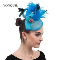 ladies elegant turquoise fascinators wedding headpiece with clips fashion party headwear female derby fedora occasion fedora cap