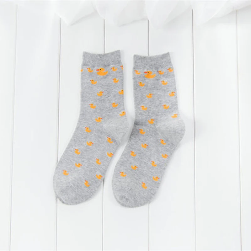 GRAY Короткие носки с милыми рисунками животных, уток, модные милые женские забавные носки, женские повседневные хлопковые носки до щиколотки, Harajuku Sox - Цвет: GRAY