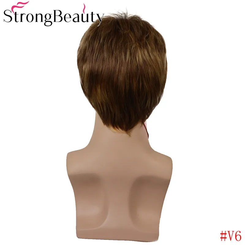V6 StrongBeauty короткий мужской парик прямой блонд/коричневый синтетический парик мужской Hiar жаростойкий монолитный парик выбор цвета - Цвет: V6