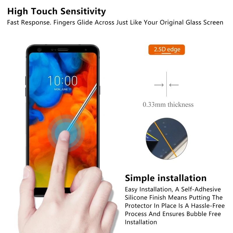 Закаленное стекло с полным покрытием для LG Q Stylus 6 2 дюйма Защита экрана Plus +