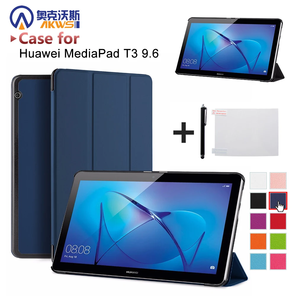 Чехол для планшета huawei MediaPad T3 10 9,6 дюймов AGS-W09 L09 умный защитный чехол для Honor Play Pad 2 9," чехол с бесплатной ручкой