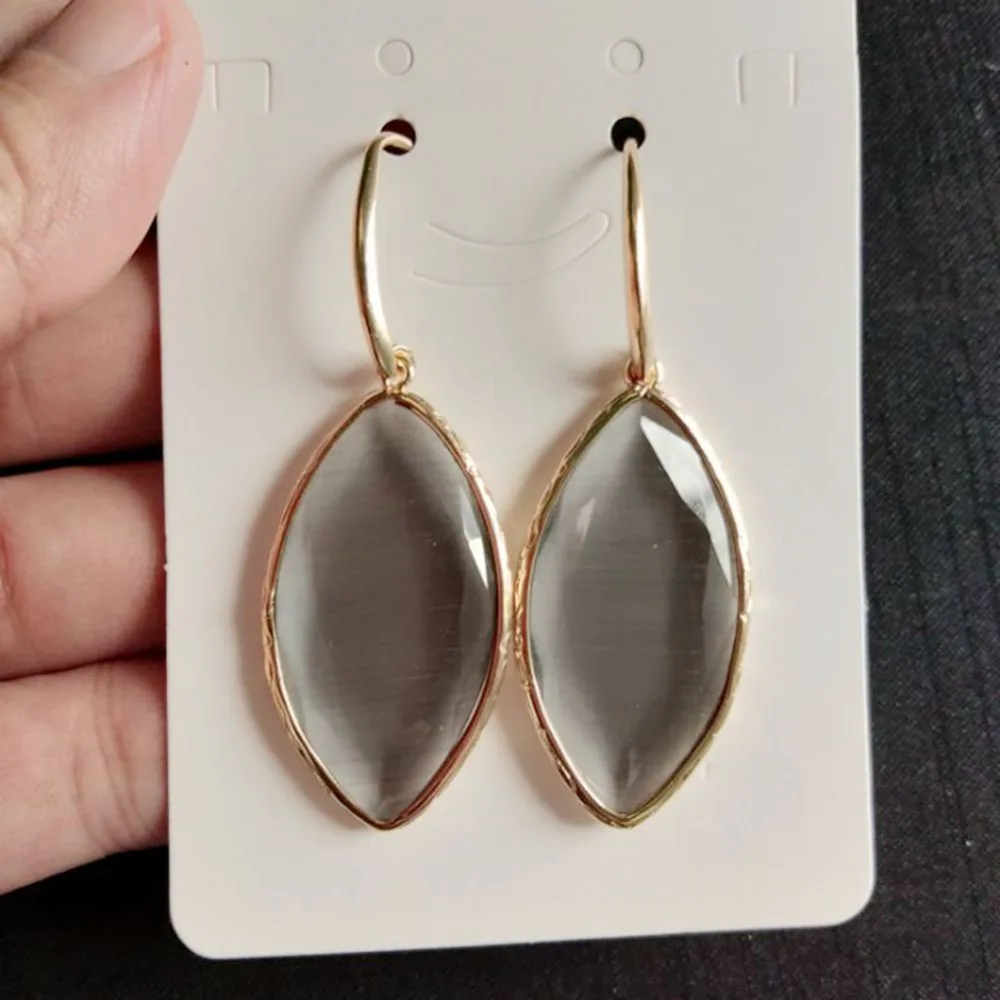 White Blue Orange Stone Dangle Drop Earrings for Women Hooks Long Earings Fashion Woman Girls Pendientes Earing Bijoux | Украшения и