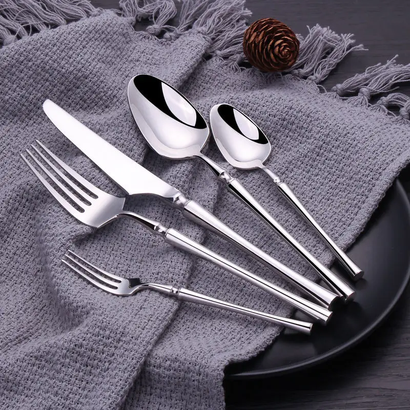 30pcs set KuBac Hommi 24 шт. 30 шт. блестящая столовая посуда набор 18/10 нержавеющая сталь зеркальный Серебряный набор столовых приборов столовые приборы набор Прямая поставка - Цвет: 30pcs set