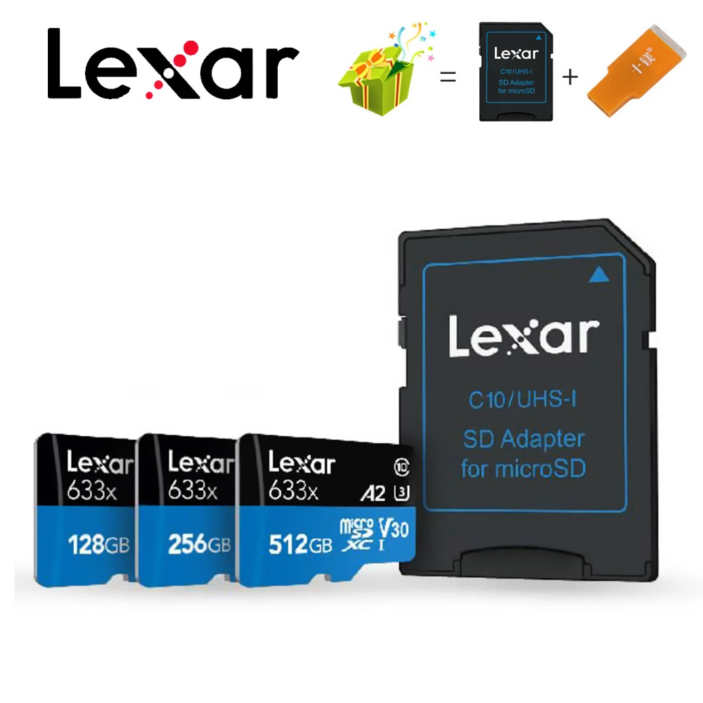 Карта памяти Lexar 512 ГБ 256 128 64 U3 98 МБ/с./с 32 карта Micro sd Class10 флеш Microsd TF/sd s класс 10
