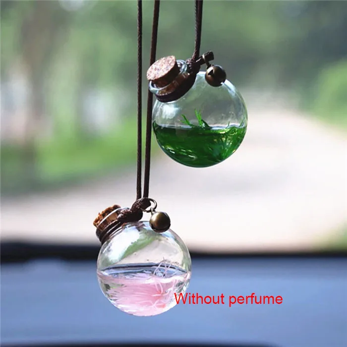 Pine-Pink Green 2 шт./компл. автомобиля Подвесные Пустые Стекло флакон духов Подвеска Украшения освежитель воздуха для эфирных Масла без отдушек - Название цвета: Pine-Pink Green