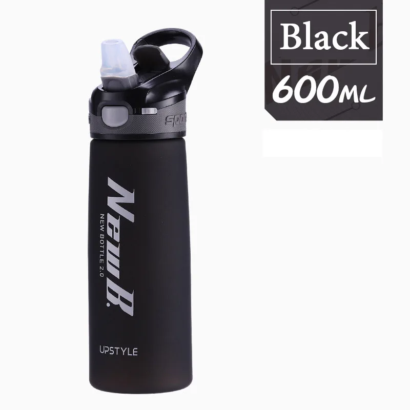 Black-600ml 750/600 мл сывороточный протеин порошок спортивный шейкер бутылка для Бутылки для воды с трубочкой для отдыха на открытом воздухе Портативный посуда Тритан Пластик - Цвет: Black-600ml