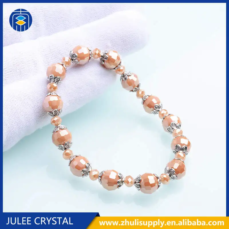 Женские классические бусы JuleeCrystal 8 мм браслет с металлическим цветком и