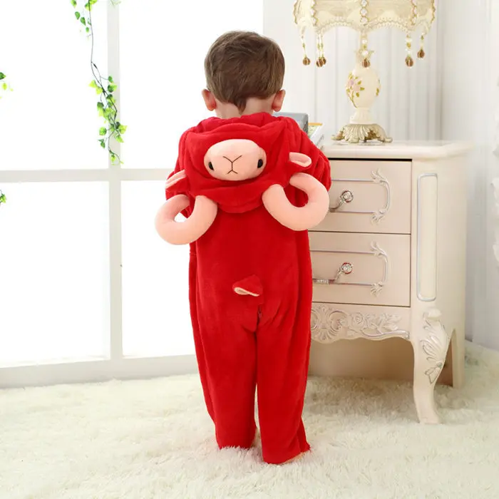 

Retail 2018 New China red sheep Childrens cartoon Sleeping Wear Animal Onesies Homewear Piece children clothing 63