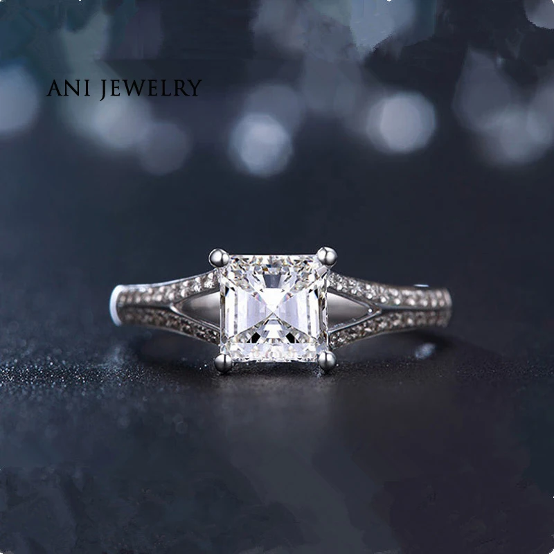 ANI 18 К из белого золота(AU750) для женщин обручальное кольцо 0.79CT Certified я/SI Принцесса Cut Ювелирные изделия с алмазами великолепный Дизайн Promise Ring