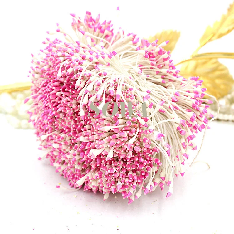 

Free Shipping Wholesale 800pcs/Lot 1mm LIght Pink And White Colors Double Heads Flower Pistil Stamen For Cake Decoration DIY