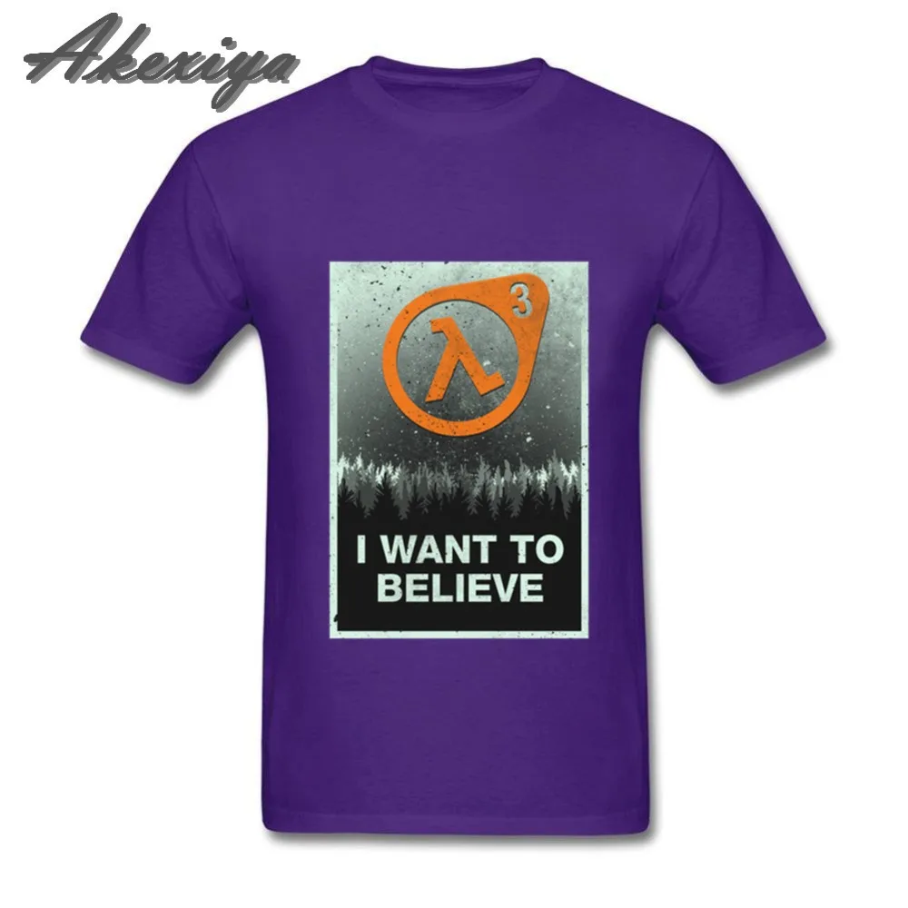 Мужская футболка с надписью I want to Believe Half Life 3 100% хлопок Милая Homme Basic XXX коротким