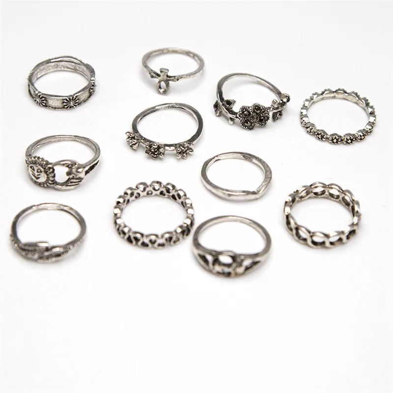 Набор винтажных колец Tock 11 шт./компл. набор в богемном национальном стиле десять