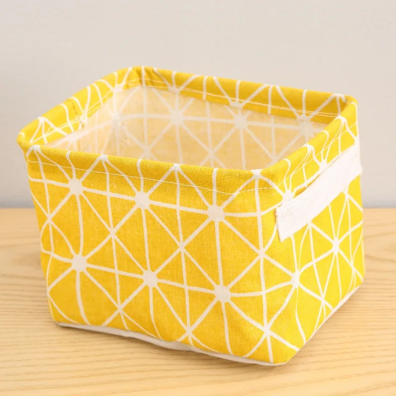 Yellow 1 шт. DIY Настольная складная корзина для хранения мелочей, корзина для игрушек, контейнер для нижнего белья, органайзер для хранения косметических книг, корзины для белья - Цвет: Yellow