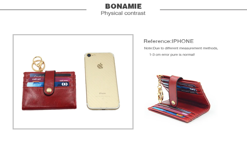 BONAMIE складной кожаный женский бизнес кредитный держатель для карт кошелек Keychian RFID мужской банк id держатель для карт чехол портмоне черный красный