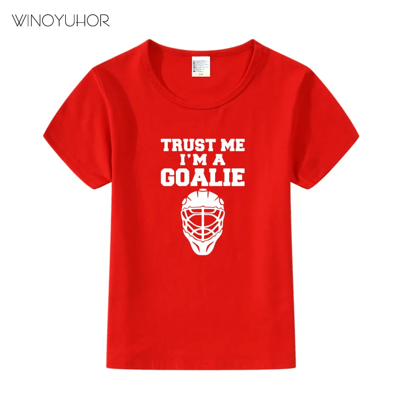 Футболка детская с забавным принтом надпись Trust Me I'm A Goalie рубашка для мальчиков