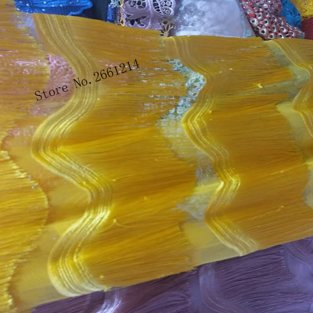 Новое поступление желтый цвет африканская вышитая сетка кружева ткань