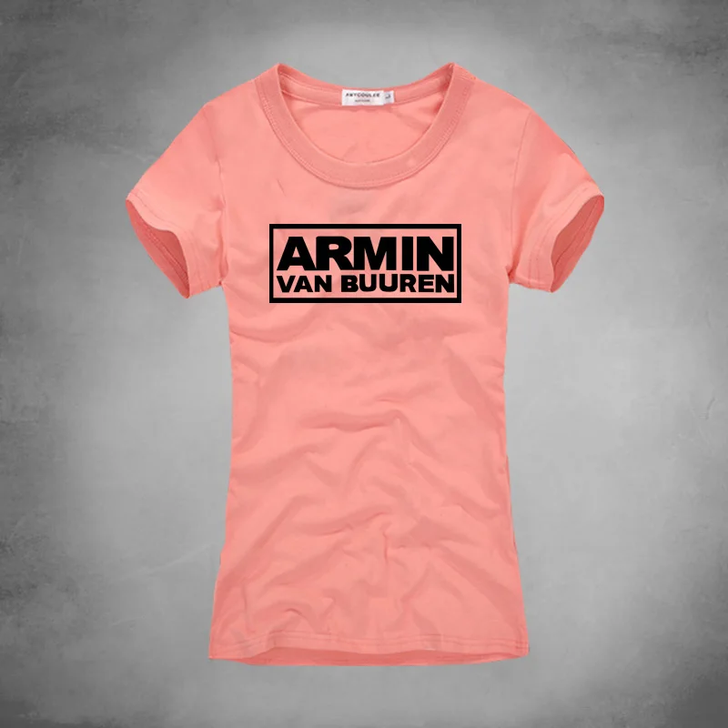 Бренд Armin Van buuren с принтом Новинка 100% хлопок Для женщин рубашка короткий рукав