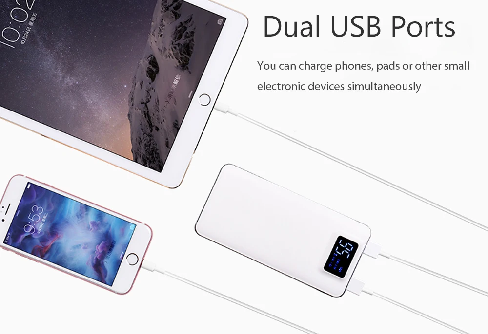 10000 мАч Внешний аккумулятор быстрая зарядка двойной USB ЖК-банк питания портативный мобильный телефон зарядное устройство Внешний аккумулятор