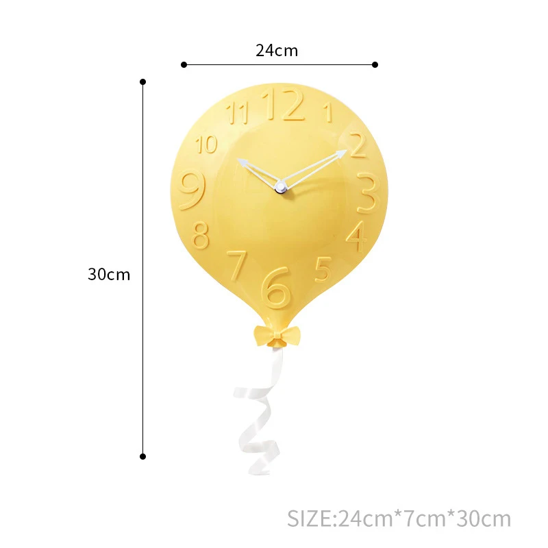 Yellow 7/цвет 30*24 см милые новые модные простые бесшумные воздушные шары настенные часы немой гостиной спальни домашний декор - Цвет: Yellow