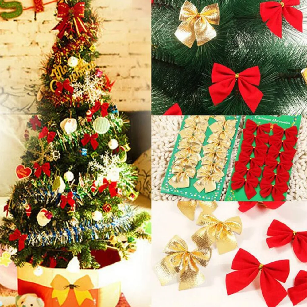 Красивый галстук бабочка 12 шт. золотистый серебристый красный украшение для