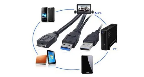 Кабель USB 3 0 A-Male Micro-B Y Power черный 60 см 2 5 фута мощность жесткого диска | Компьютеры и