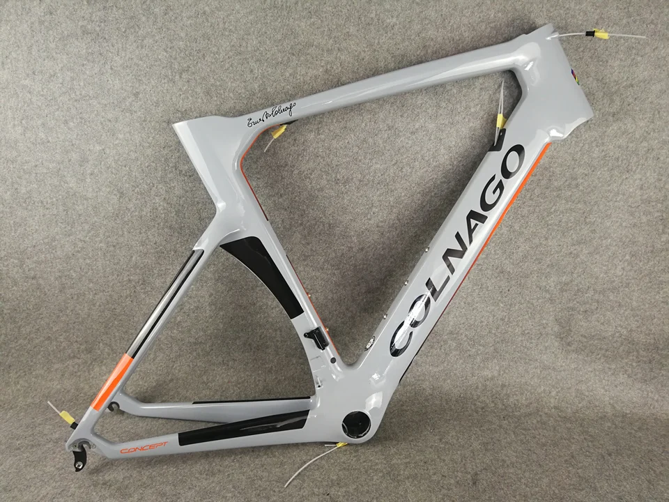Высокое качество Colnago набор углеродных дорожных Рам обода тормоза карбоновые велосипедные рамы оранжевый черный SIGMA эксклюзивный спортивный