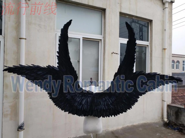 Costumed красивые черные с героями мультфильмов перьями крыльями ангела для показа