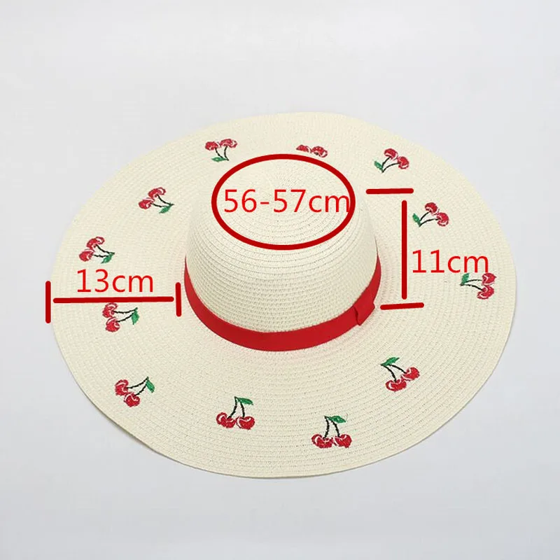 

Ymsaid 2018 Outdoor Cherry Embroidery Big Brim Sun Hats Straw Hats For Women Summer Panama Ladies Beach Chapeu Feminino