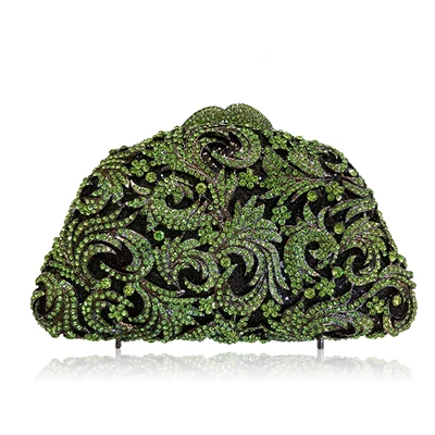 Женская вечерняя зеленая металлическая коробка серебристая сумка на плечо