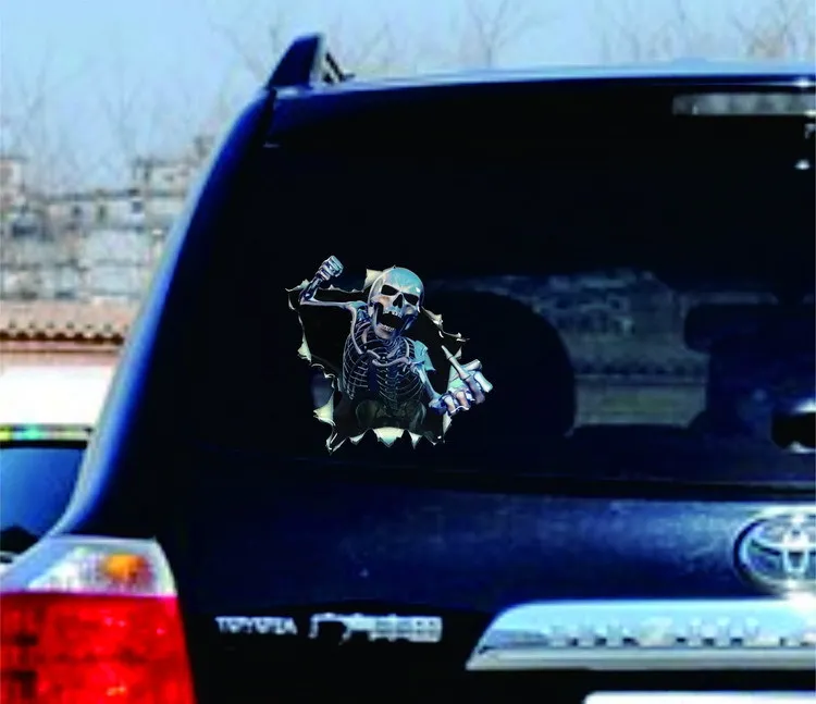 Lacuthe Car Vinyl Skull Skeleton Stickers Truck Window Wrap Decals Motorcycle Helmet Funny Sticker Styling Badge | Автомобили и