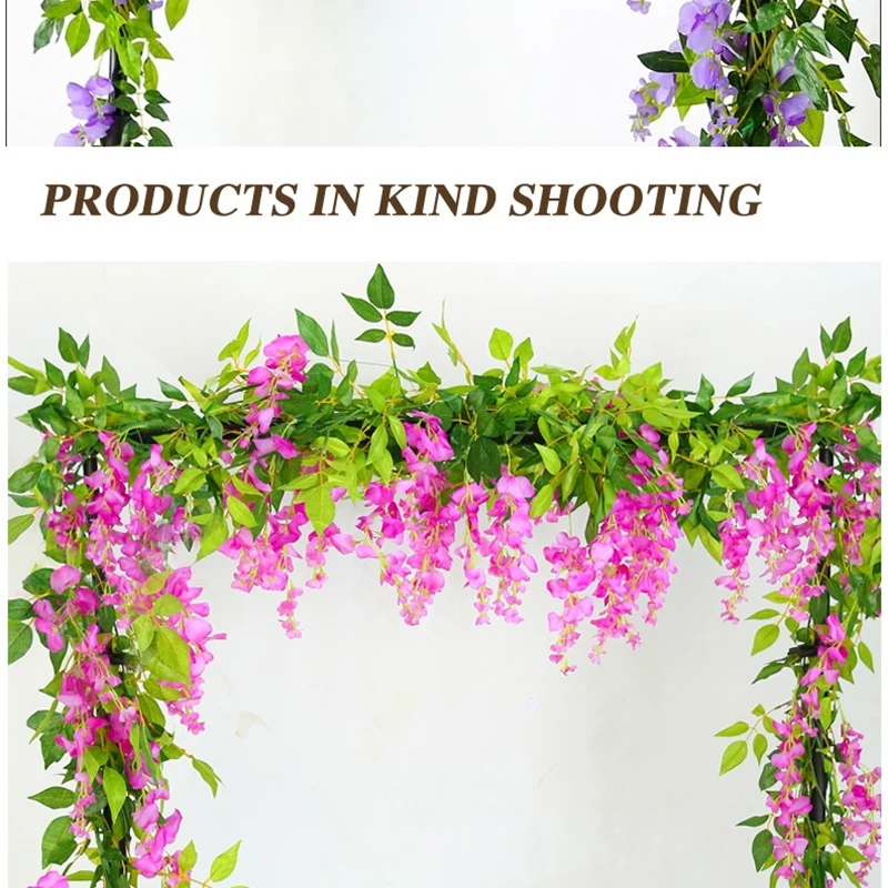 Xuanxiaotong 180 см Wisteria Искусственные цветы из ротанга Свадебные цветы украшение арки Настенный декор поддельные цветы лозы