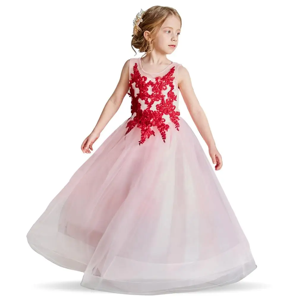 Kids Dress For Girls Wedding Flower Girl Evening Pageant Elegant Princess Embroidered Gown Birthday Party Prom | Детская одежда и
