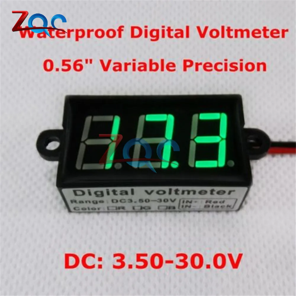 Водонепроницаемый 0 56 дюймовый DC 3 5 30V 12V 24V Мини цифровой светодиодный вольтметр