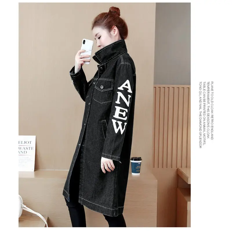 Женская джинсовая куртка Повседневная Свободная с принтом и надписью модель f993