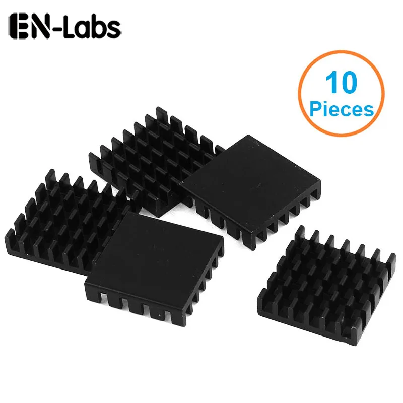En Labs 10 шт. анодированный черный алюминиевый радиатор 19x19x5 мм электронный