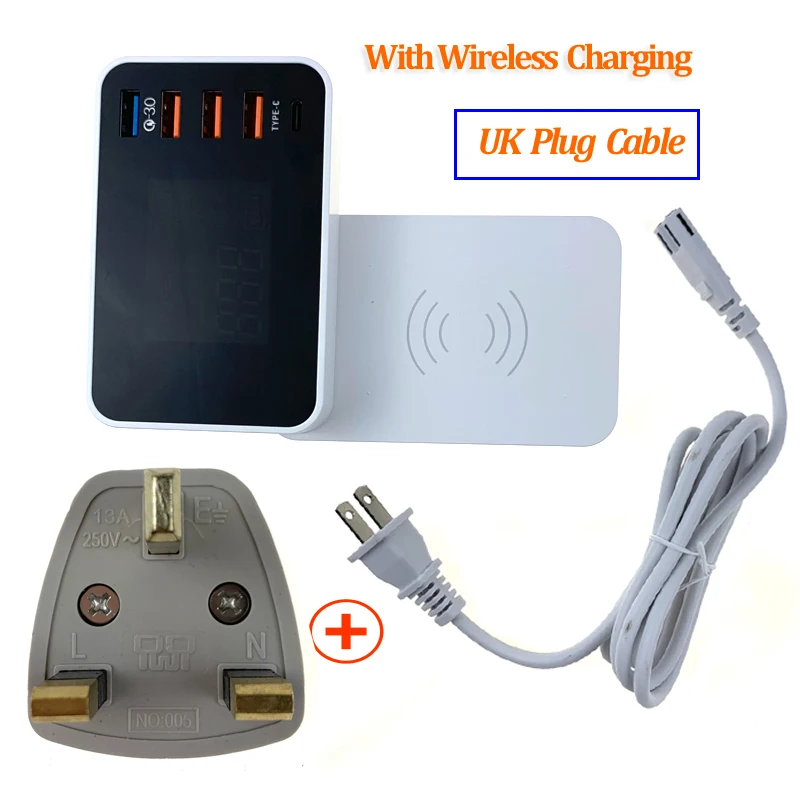 Беспроводное зарядное устройство QI 10 Вт Quick Charge 3 0 многофункциональное USB Type C со