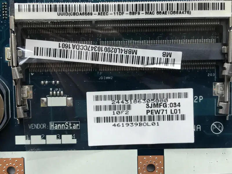 Высококачественная материнская плата PEW71 для ноутбуков ACER Aspire 5733 MBR4L02001 DDR3 HM55 PGA989