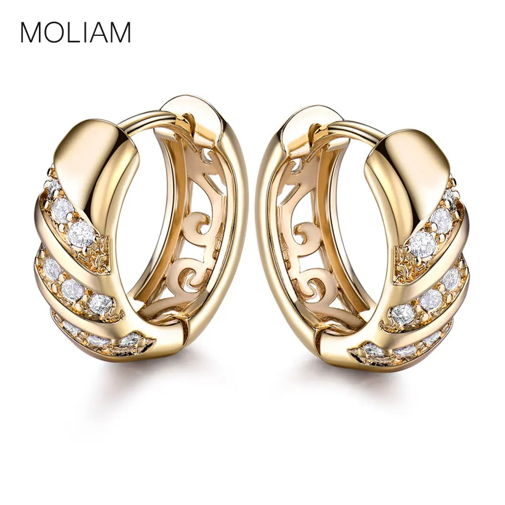 Женские серьги MOLIAM кольца с цирконом три ряда MLE161|huggies earrings for women|zircon hoop earringshuggie |
