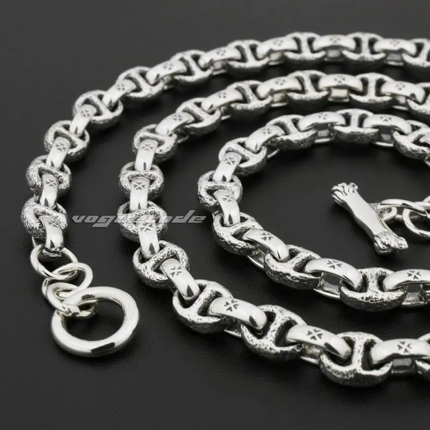 Огромное тяжелое мужское байкерское ожерелье из стерлингового серебра 925 пробы в
