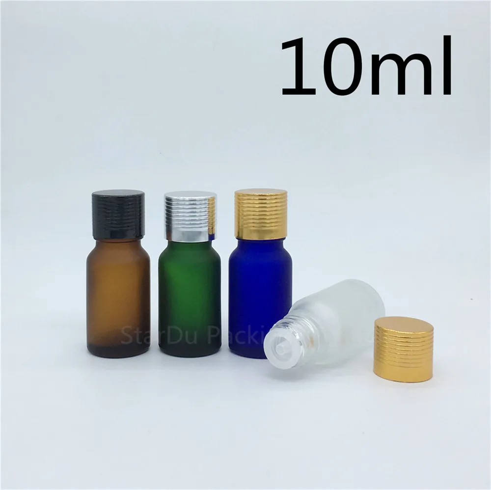 

Travel Bottle 10ml Green Blue Amber Transparent Frosted Glass Bottle, Vials Essential Oil Bottle With Aluminum Cap 12pcs/lot