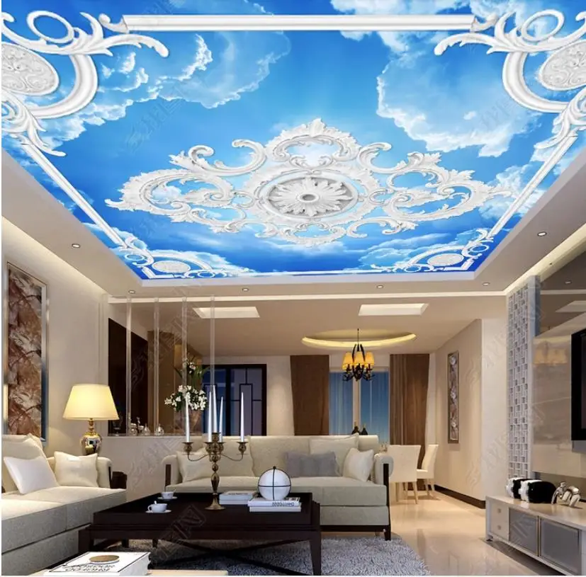 

wallpaper for walls 3 d ceiling living room bedroom walls Plaster line carving 3d ceiling background wall home improvement