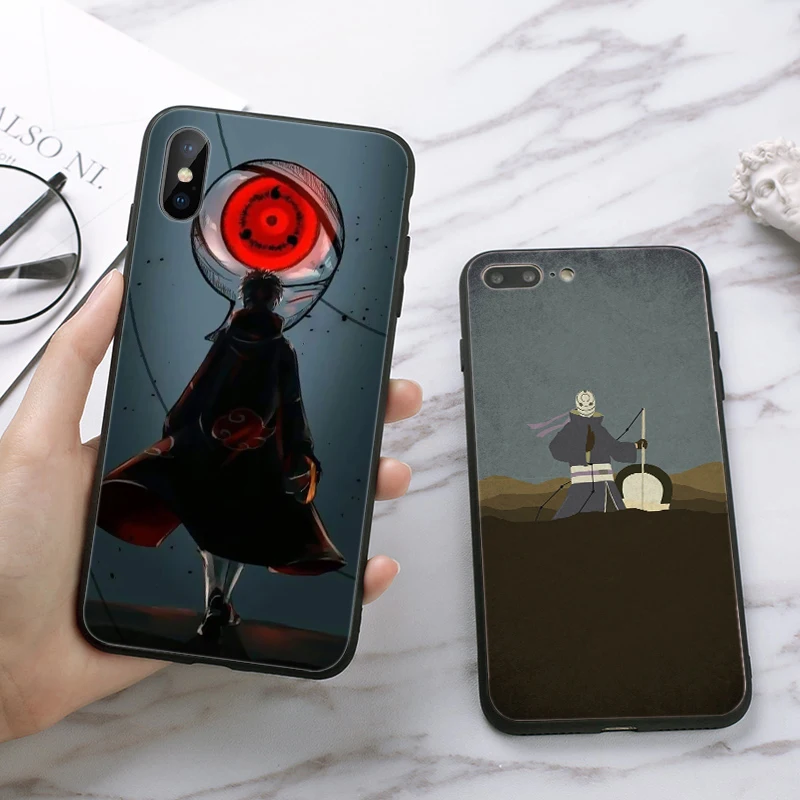 Оригинальный черный силиконовый чехол Naruto Uchiha Obito для iPhone 5 5S 6 6S Plus 7 8 11 Pro X XS Max XR |