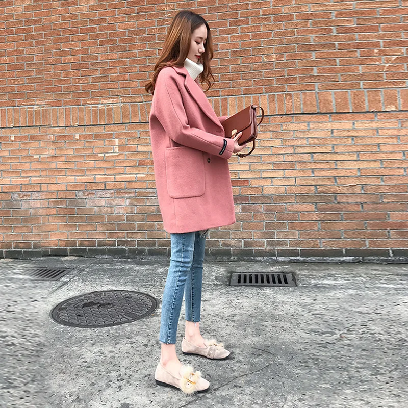 Уличная одежда в Корейском стиле Harajuku длинное твидовое пальто большого размера