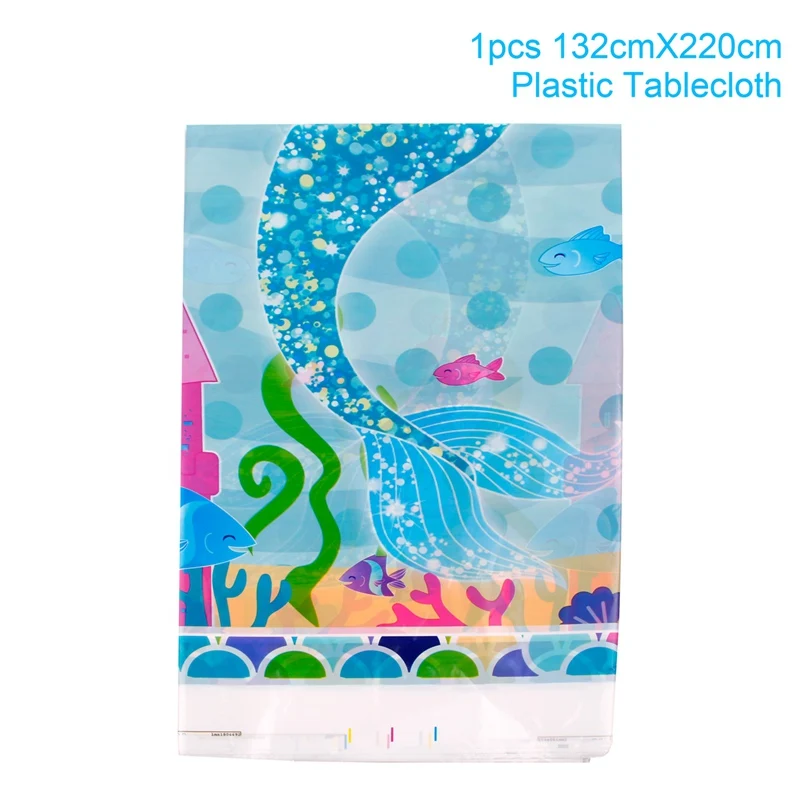 Tablecloth 132X220 Huiran вечерние принадлежности русалочка тема Русалочки декоративный шар Русалочка День Рождения Декор сувениры 1 день рождения под морем - Цвет: Tablecloth 132X220