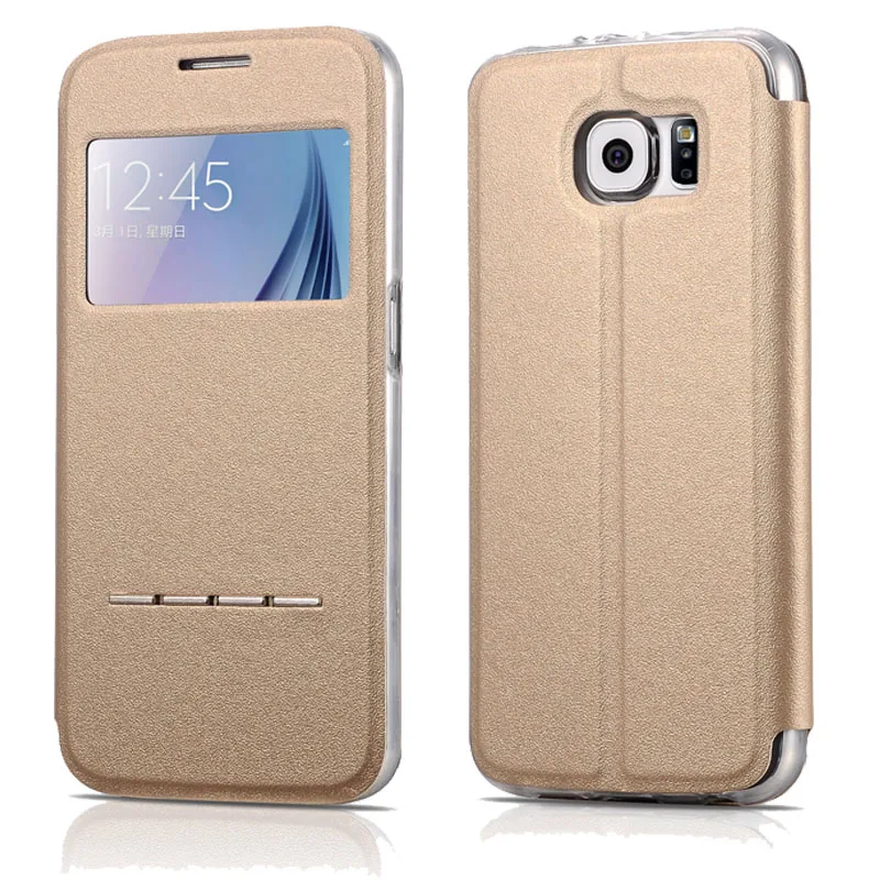 Флип-чехол с окошком для samsung Galaxy S7 G9300 из искусственной кожи + ТПУ силиконовый