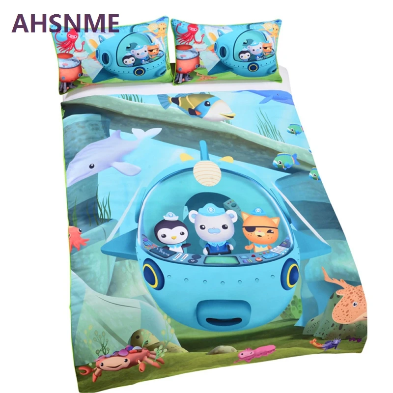 

AHSNME Cartoon animation Octonauts style Quilt cover set (1PCS Quilt Cover + 2PCS Pillowcase) United States + Australia Sizes