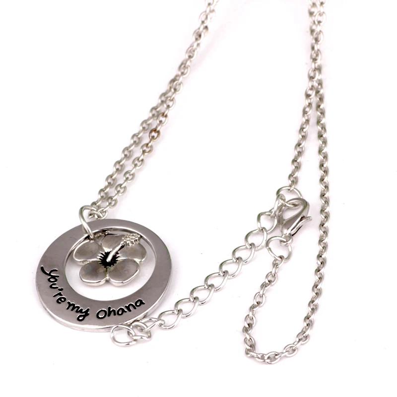 N215 you are my ohana Модные женские ювелирные изделия покрытые серебряными буквами