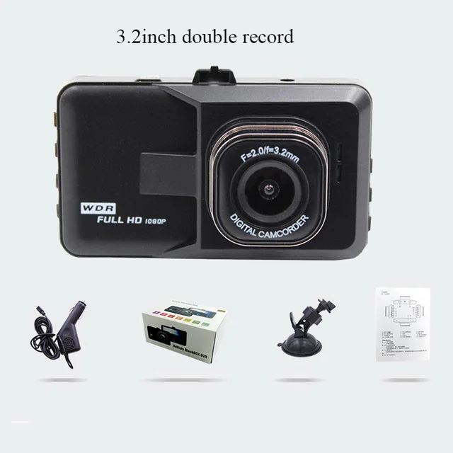 TOSPRA 3/3. 2 дюймов Автомобильный dvr камера Full HD 1080 P камера рекордер 90/170 градусов широкий угол парковки мониторинг тире Cam - Название цвета: 3.2in Double Record