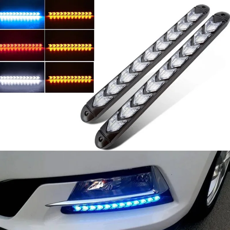 

Hot Waterproof Car LED Switchback Daylight Headlight Lamp Dynamic Brake Turn Signal Running Light JLD