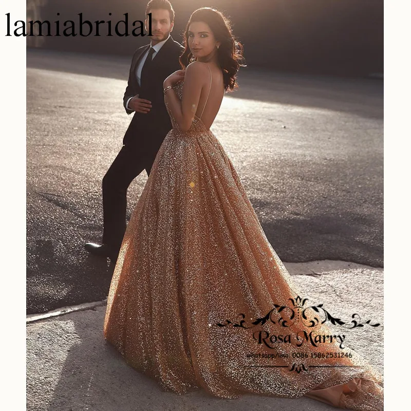 Блестящее Золотое платье для выпускного вечера с блестками 2019 ТРАПЕЦИЕВИДНОЕ